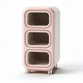 Armário de armazenamento em plástico rosa e branco com três prateleiras 60 x 30 x 80cm