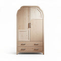 Guarda-roupa de madeira natural com 2 portas e 2 gavetas 120 x 60 x 200cm