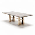 Mesa de jantar retangular em mármore e metal 200 x 100 x 75cm