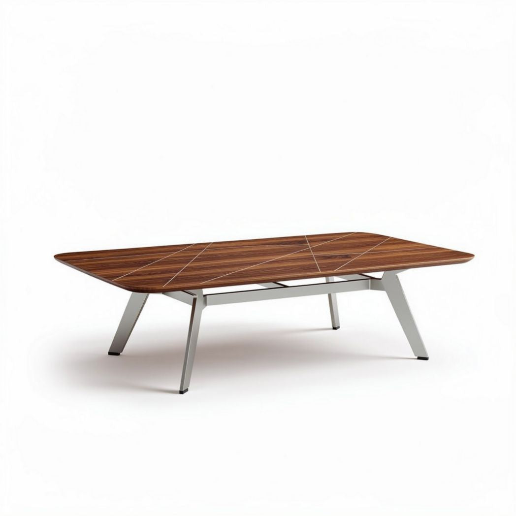 Mesa de centro retangular de madeira e metal 120 x 80 x 40cm