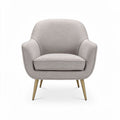 Poltrona em tecido cinza com pés de metal dourado tamanho 80 x 75 x 75cm